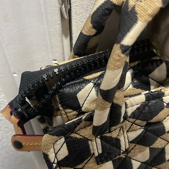 MZ Wallace tote.  Stylish Geometric Quilted Tote Bag - Black, Cream, Tan - Picture 7 of 7